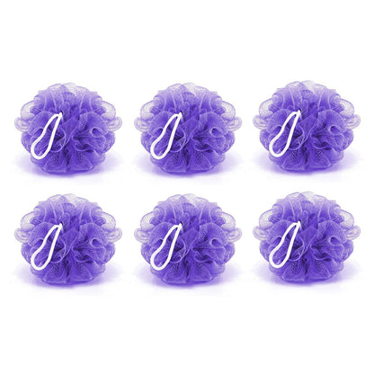 Group of 6 assorted bath loofahs, perfect for a refreshing shower.