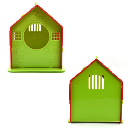 Decorative wooden bird house shaped like a small home, enhancing your garden aesthetic.