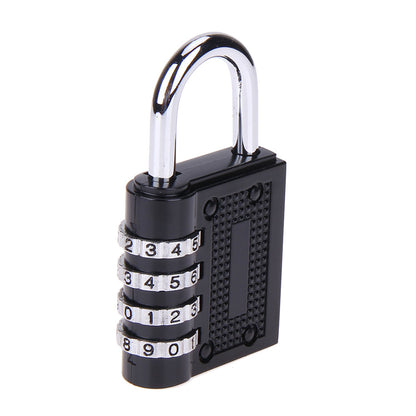 A hand demonstrating the compact size of the 4-digit combination lock.